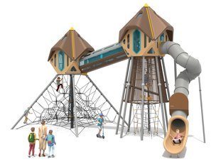 Turnuri duble cu tobogane și structură de frânghii - BGL-1432