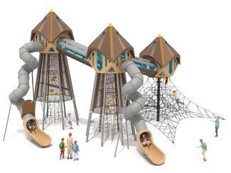 Turnuri triple cu tobogane și structură de frânghii - BGL-1433 imagine principala