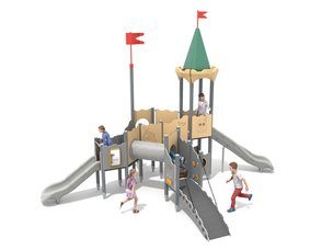 Castel cu un turn pentru loc de joacă cu tobogane - BGL-8612