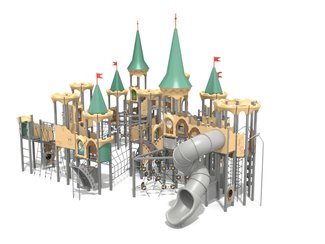 Castel pentru loc de joacă cu tobogane și structură de frânghii - BGL-8619-4-11II25-1B imagine principala